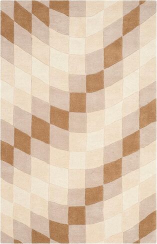 SAFAVIEH Soho Collection 3'6" x 5'6" Sand / Ivory SOH782A Handmade Abstract Premium Wool & Viscose Area Rug in Saudi Arabia