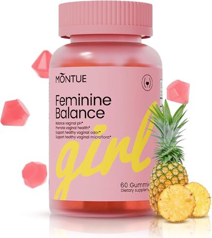 NUTRAJOY Premium Feminine Balance Gummies, for Women's Ph Health, Vaginal Wellness Support, Immune Support, Energy Support, Hawaiian Pineapple, Vegan Gluten-Free, 60 Gummies in Saudi Arabia