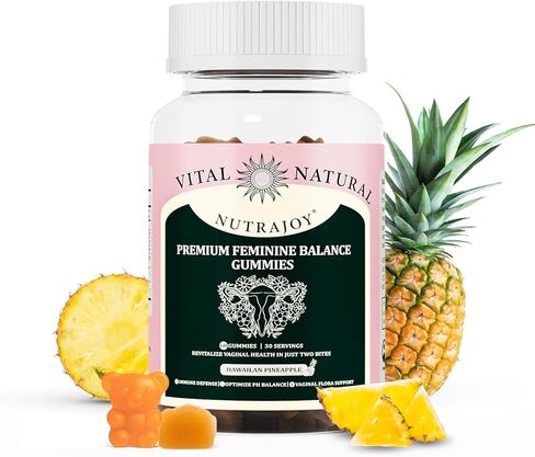 NUTRAJOY Premium Feminine Balance Gummies, for Women's Ph Health, Vaginal Wellness Support, Immune Support, Energy Support, Hawaiian Pineapple, Vegan Gluten-Free, 60 Gummies in Saudi Arabia