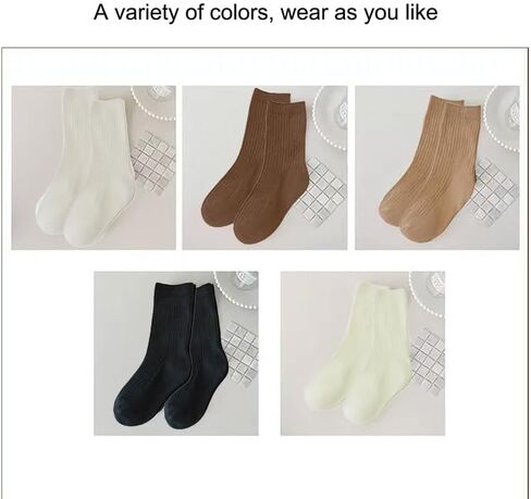 جوارب مضلعة للنساء 5 أزواج مجموعة جوارب ناعمة على شكل أنبوب متوسط ​​الحجم للاستخدام اليومي في المكتب والسفر في الهواء الطلق in Saudi Arabia