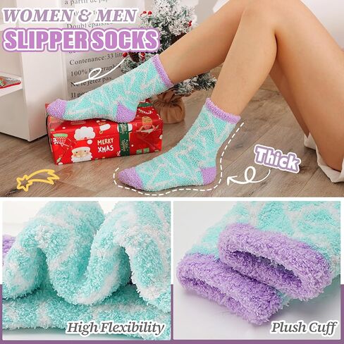 5 Pairs Fuzzy Socks for Women Warm Fluffy Winter Thick Cozy Crew Gift Socks(Diamond) in Saudi Arabia