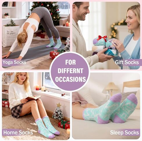 5 Pairs Fuzzy Socks for Women Warm Fluffy Winter Thick Cozy Crew Gift Socks(Diamond) in Saudi Arabia