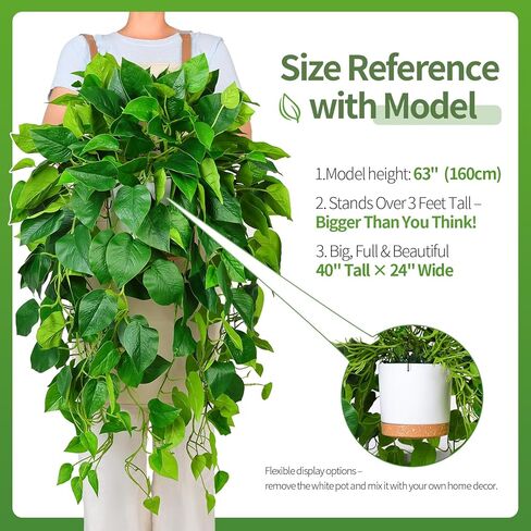 QIANYUN Hanging Plant Artificial Ivy – 40" Fake Potted Plants with Pot, 2PCS Trailing Greenery Vines for Indoor Shelf, Bedroom, Living Room, Bathroom, Office, or Outdoor Porch Decoration in Saudi Arabia