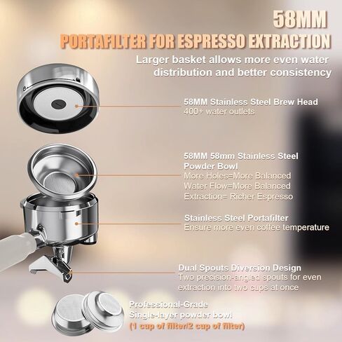 آلة الإسبريسو ، 20 آلات قهوة Expresso مع عصا البخار الحليب ، صانع إسبرسو احترافي مع خزان المياه القابل للإزالة 52 أوقية و 4 أوضاع تخمير ، أسود in Saudi Arabia