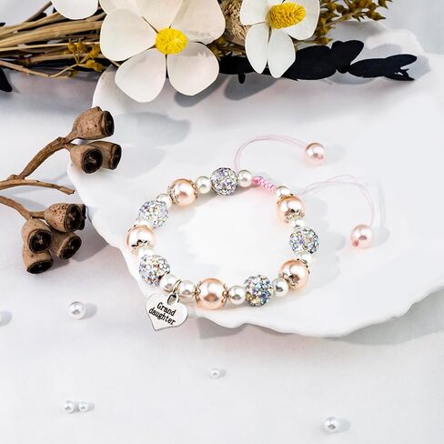 WXCATIM Granddaughter Bracelet Granddaughter Gifts From Grandma Pink Jewelry Inspirational Bracelets For Her Daughter From Nana Grandma Cute Heart Charm For Mothers Day Birthday Graduation Easter in Saudi Arabia