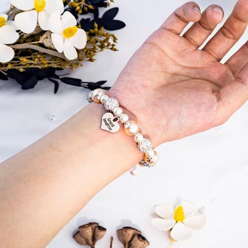 WXCATIM Granddaughter Bracelet Granddaughter Gifts From Grandma Pink Jewelry Inspirational Bracelets For Her Daughter From Nana Grandma Cute Heart Charm For Mothers Day Birthday Graduation Easter in Saudi Arabia