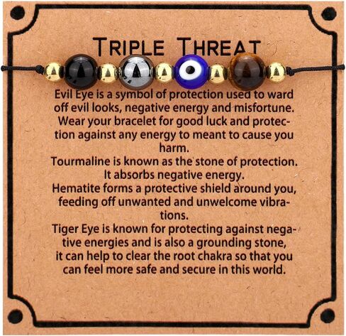 Mikovivi Evil Eye Bracelet for Women Men Triple Protective Adjustable Bracelet Stylish Spiritual Lucky Charms Jewelry Accessory Devil's Eye Beads Gift Suitable for Family Friend Colleague in Saudi Arabia
