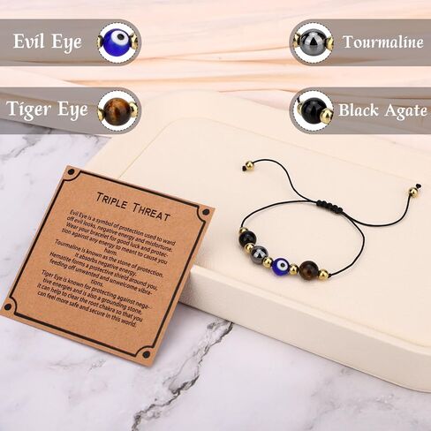 Mikovivi Evil Eye Bracelet for Women Men Triple Protective Adjustable Bracelet Stylish Spiritual Lucky Charms Jewelry Accessory Devil's Eye Beads Gift Suitable for Family Friend Colleague in Saudi Arabia