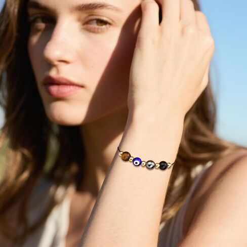 Mikovivi Evil Eye Bracelet for Women Men Triple Protective Adjustable Bracelet Stylish Spiritual Lucky Charms Jewelry Accessory Devil's Eye Beads Gift Suitable for Family Friend Colleague in Saudi Arabia
