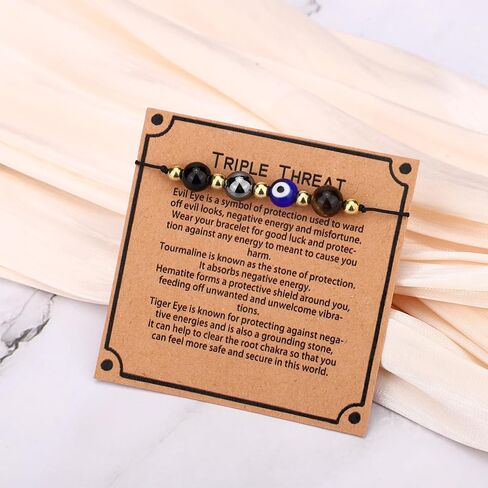 Mikovivi Evil Eye Bracelet for Women Men Triple Protective Adjustable Bracelet Stylish Spiritual Lucky Charms Jewelry Accessory Devil's Eye Beads Gift Suitable for Family Friend Colleague in Saudi Arabia