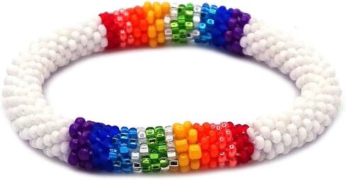 Mia Jewel Shop Native American Inspired Tribal Fire Diamond Pattern Guatemalan Czech Glass Seed Beaded One Size Fits All Bangle Bracelet - Womens Fashion Handmade Jewelry Boho Accessories in Saudi Arabia
