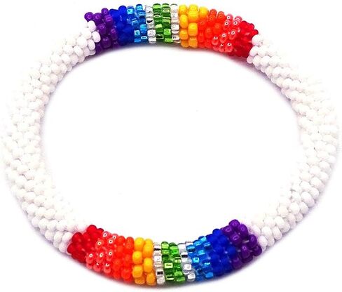 Mia Jewel Shop Native American Inspired Tribal Fire Diamond Pattern Guatemalan Czech Glass Seed Beaded One Size Fits All Bangle Bracelet - Womens Fashion Handmade Jewelry Boho Accessories in Saudi Arabia