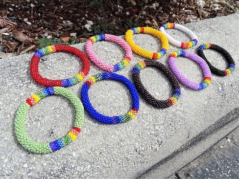 Mia Jewel Shop Native American Inspired Tribal Fire Diamond Pattern Guatemalan Czech Glass Seed Beaded One Size Fits All Bangle Bracelet - Womens Fashion Handmade Jewelry Boho Accessories in Saudi Arabia