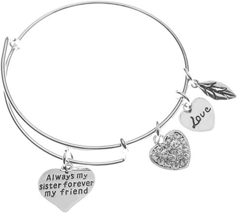 Sister Gifts, Best Friend Sister Jewelry, Always Sister Forever Friend Bracelet, Sister Gifts From Sister, Big Sister, Little Sister Charm Bangle, Soul Sisters, Sister Gift for Women in Saudi Arabia