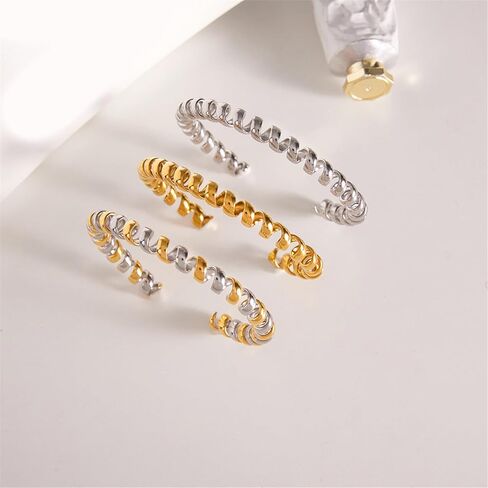 XIUBOSHI Spring Coil Open Bangle for Women Stainless Steel Minimalist Jewelry Birthdays Anniversaries Versatile in Saudi Arabia