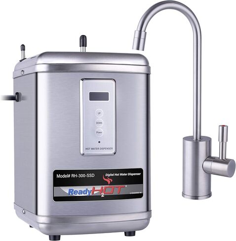 Ready Hot 41-RH-300-F560-BN Instant Hot Water Dispenser System, 2.5 Quarts, Digital Display Dual Lever Hot and Cold Water Faucet Brushed Nickel in Kuwait