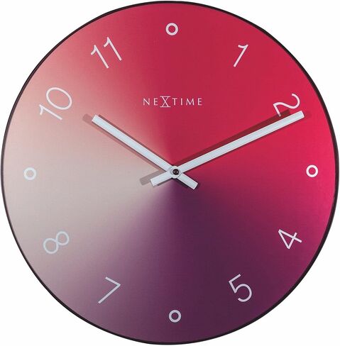 NEXTIME ساعة حائط-قطر 40 سم-زجاج/معدن-أحمر-'متدرج' 40×0.7 سم in Kuwait
