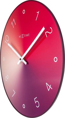 NEXTIME ساعة حائط-قطر 40 سم-زجاج/معدن-أحمر-'متدرج' 40×0.7 سم in Kuwait