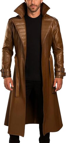 LP-FACON Mens Halloween Cosplay Costume Brown Trench Coat Long Length Lapel Collar in Saudi Arabia