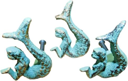 6 Cast Iron Nautical Mermaid Style Drawer Pull Barn Handle Door Handles Beach IRP-67 Handmade Decor Artisan Art Decor For Home Vintage in Saudi Arabia