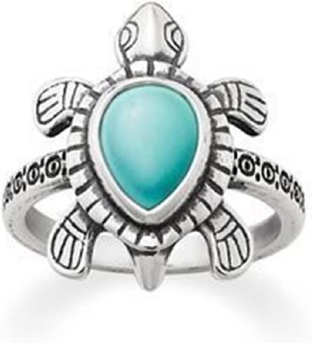 KOICCVQQ Fashion Blue Turquoise Tortoise Shape Ring Handmade Grinding Originality Tiny Cute Novel Animal Jewelry Native Natural Turquoise Accessories Pop Trend Retro Unique Style Ring Size 7 in Kuwait