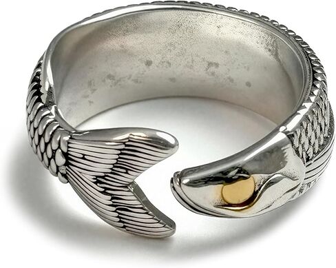 Ladywowu Fish Ring, Statement Jewelry Cool Fun Ring, Vintage Silver Tone Unique Jewelry for Adult in Saudi Arabia