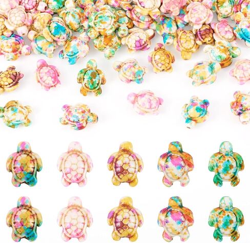 Beadthoven 570pcs/Box Turquoise Turtle Beads Charm Bulk Starfish Beads Watercolor Life Life Ocean Animal Loose Boho Summer Sea Spacers for Diy Crafts Jewelry Anklets Neckleace Making in Saudi Arabia