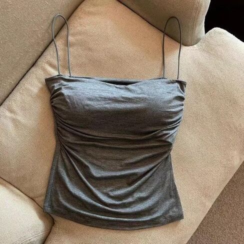 Cotton Camisole Tops for Women Shelf Bra Spaghetti Strap Tank Top Basic Cami Undershirt in Saudi Arabia