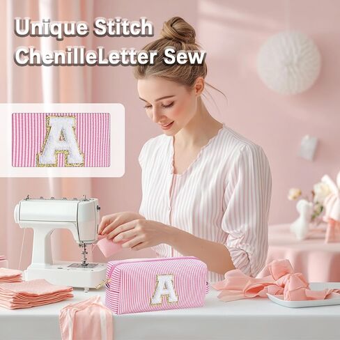 Personalized Monogram Makeup Bag, 3PCS Custom Monogrammed Toiletry Cosmetic Bag for 6-18 Teen Girls Women,Birthday Graduation Gifts Initial Pouch Makeup Bags for Women Girls, Make Up Bag (K, Pink) in Saudi Arabia