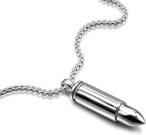 Dankadi Men & Women 925 Sterling Silver Bullet Pendant Can Be Opened for Memorial Necklace -Cremation Urn -Ashes Pendant Box Chain 18 "20" 22 "24" 26 "28" Jewelry Keepsakes in Saudi Arabia