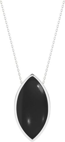 LUSTRE AND LIGHT Natural Black Onyx Slider Pendant Necklace for Women in Sterling Silver, July Birthstone Jewelry Gifts for Her Birthday, Anniversary, Christmas, Graduation in Saudi Arabia