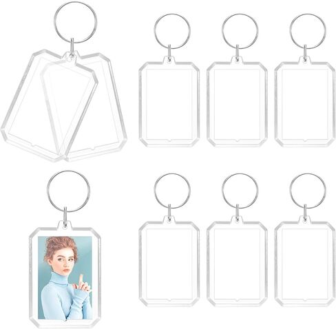 Teaaha 10PCS 1.6x2.2 Inch Photo Keychain Personalized Picture Keychains Bulk, Acrylic Clear Rectangle Blank Photo Insert Frame Key Chain for DIY Craft Graduation Gift in Saudi Arabia