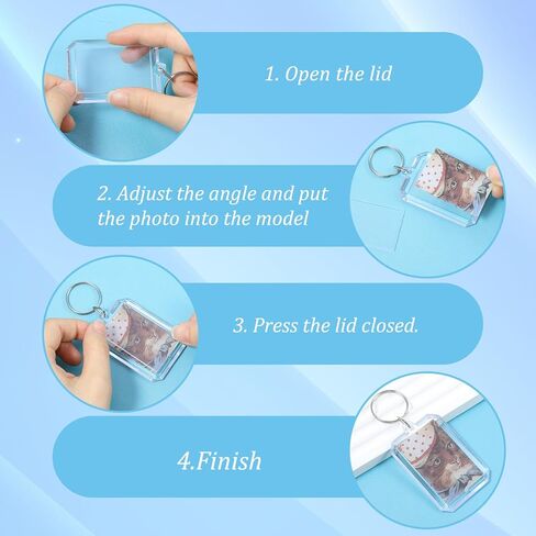 Teaaha 10PCS 1.6x2.2 Inch Photo Keychain Personalized Picture Keychains Bulk, Acrylic Clear Rectangle Blank Photo Insert Frame Key Chain for DIY Craft Graduation Gift in Saudi Arabia