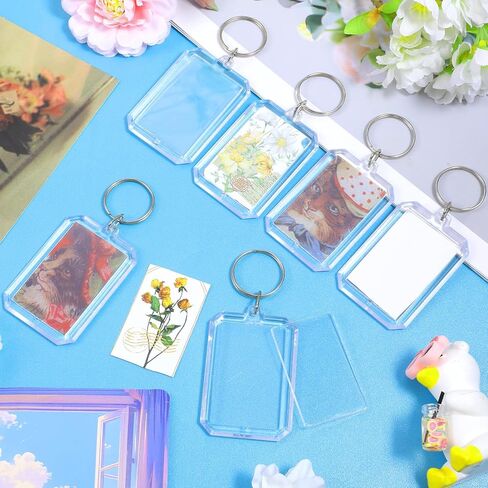 Teaaha 10PCS 1.6x2.2 Inch Photo Keychain Personalized Picture Keychains Bulk, Acrylic Clear Rectangle Blank Photo Insert Frame Key Chain for DIY Craft Graduation Gift in Saudi Arabia