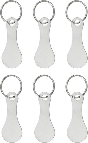 Shopping Trolley Token Key Ring, 6 Pack 2.2 Inch Stainless Steel Cart Remover Unlock Release Keychain for Grocery Shopping Cart, Silver Tone in Saudi Arabia