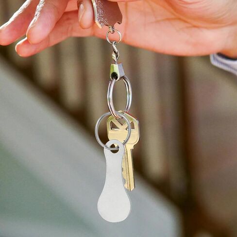 Shopping Trolley Token Key Ring, 6 Pack 2.2 Inch Stainless Steel Cart Remover Unlock Release Keychain for Grocery Shopping Cart, Silver Tone in Saudi Arabia