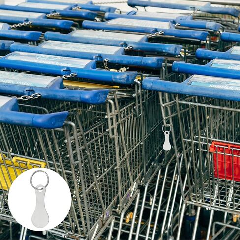Shopping Trolley Token Key Ring, 6 Pack 2.2 Inch Stainless Steel Cart Remover Unlock Release Keychain for Grocery Shopping Cart, Silver Tone in Saudi Arabia