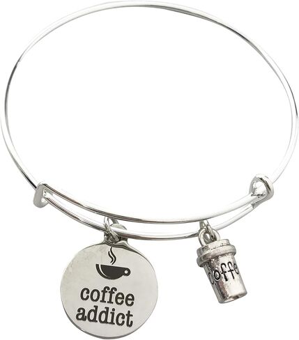 Coffee Addict bangle charm bracelet, Coffee Lover Gift in Saudi Arabia
