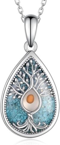 CVRAVO Mustard Seed Necklace for Women 925 Sterling Silver Turquoise Tree of Life Pendant Nekclace Faith Jewelry Gifts for Women in Saudi Arabia