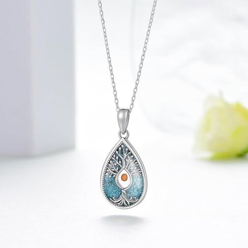 CVRAVO Mustard Seed Necklace for Women 925 Sterling Silver Turquoise Tree of Life Pendant Nekclace Faith Jewelry Gifts for Women in Saudi Arabia