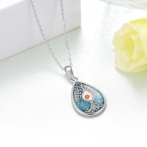 CVRAVO Mustard Seed Necklace for Women 925 Sterling Silver Turquoise Tree of Life Pendant Nekclace Faith Jewelry Gifts for Women in Saudi Arabia