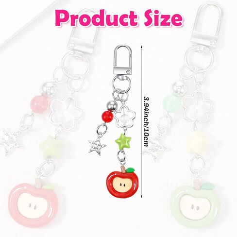 2PCS Cute Apple Keychain Charms Aesthetic Y2k Red Green Fruit Keyring Key Chain Metal Phone Purse Charm for Handbags, Apple Keychains Gifts for Women in Saudi Arabia