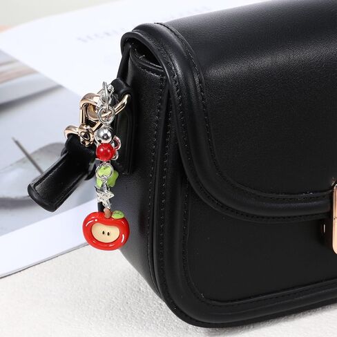 2PCS Cute Apple Keychain Charms Aesthetic Y2k Red Green Fruit Keyring Key Chain Metal Phone Purse Charm for Handbags, Apple Keychains Gifts for Women in Saudi Arabia