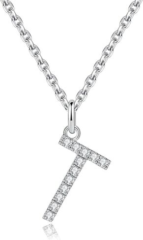 IMOLOVE Moissanite Pendant Necklace for Women Initial Necklaces Sterling Silver letter Necklace Jewelry for Women in 18K White Gold in Saudi Arabia