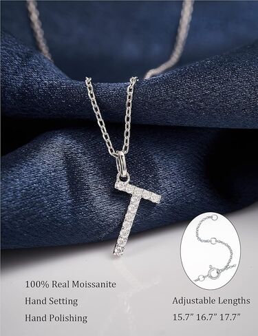 IMOLOVE Moissanite Pendant Necklace for Women Initial Necklaces Sterling Silver letter Necklace Jewelry for Women in 18K White Gold in Saudi Arabia