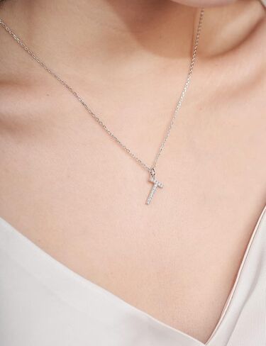 IMOLOVE Moissanite Pendant Necklace for Women Initial Necklaces Sterling Silver letter Necklace Jewelry for Women in 18K White Gold in Saudi Arabia