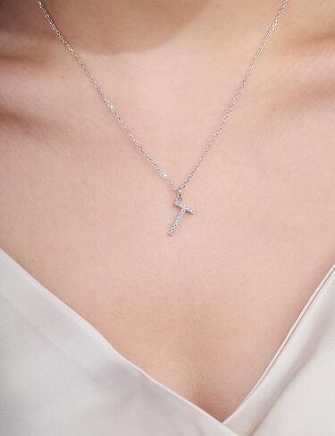 IMOLOVE Moissanite Pendant Necklace for Women Initial Necklaces Sterling Silver letter Necklace Jewelry for Women in 18K White Gold in Saudi Arabia