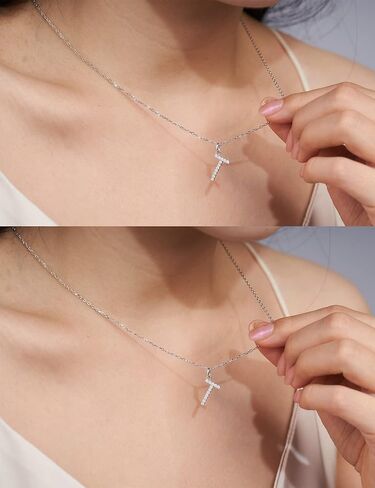 IMOLOVE Moissanite Pendant Necklace for Women Initial Necklaces Sterling Silver letter Necklace Jewelry for Women in 18K White Gold in Saudi Arabia