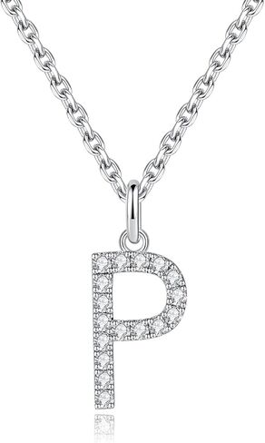 IMOLOVE Moissanite Pendant Necklace for Women Initial Necklaces Sterling Silver letter Necklace Jewelry for Women in 18K White Gold in Saudi Arabia
