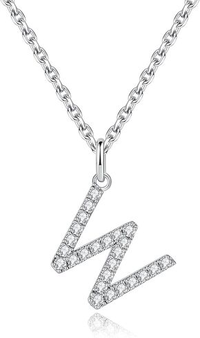 IMOLOVE Moissanite Pendant Necklace for Women Initial Necklaces Sterling Silver letter Necklace Jewelry for Women in 18K White Gold in Saudi Arabia